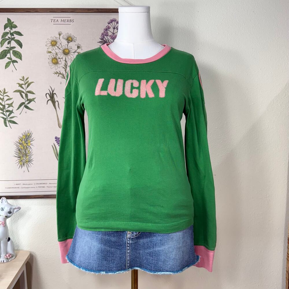 Vintage 90s Y2k Lucky Brand Football Jersey Top Preppy Prep SoCal Varsity M L